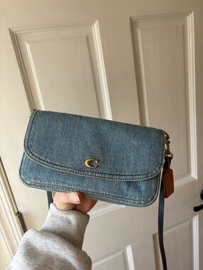 Coach Denim Convertible Crossbody Clutch - Blue with Gold Hardware